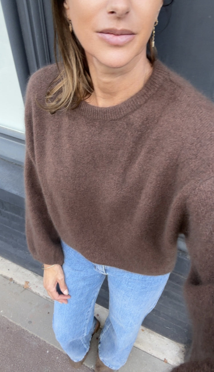 Pull oversize en laine marron