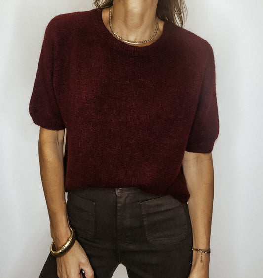 Pull bordeaux en laine