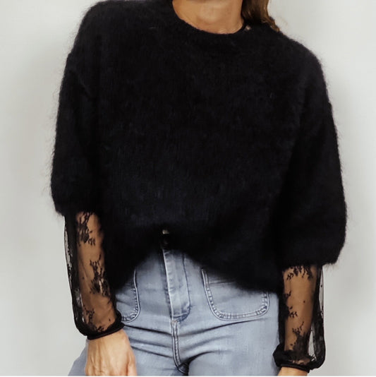 Pull en mohair noir