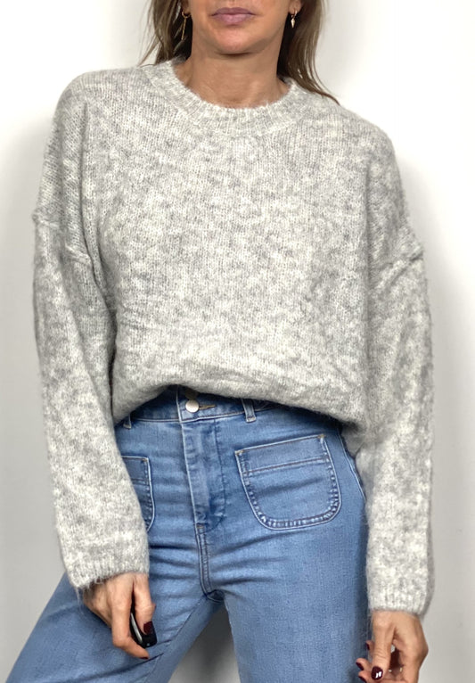 Pull oversize gris chiné
