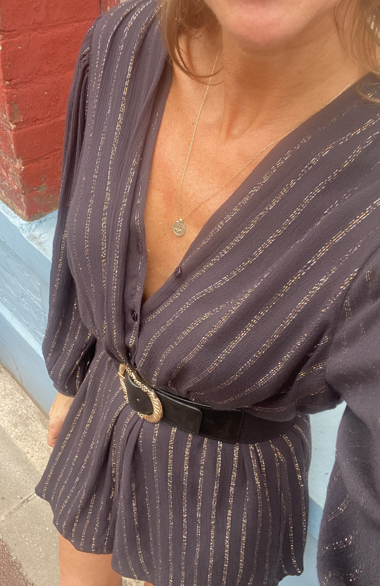Robe marine avec fil lurex