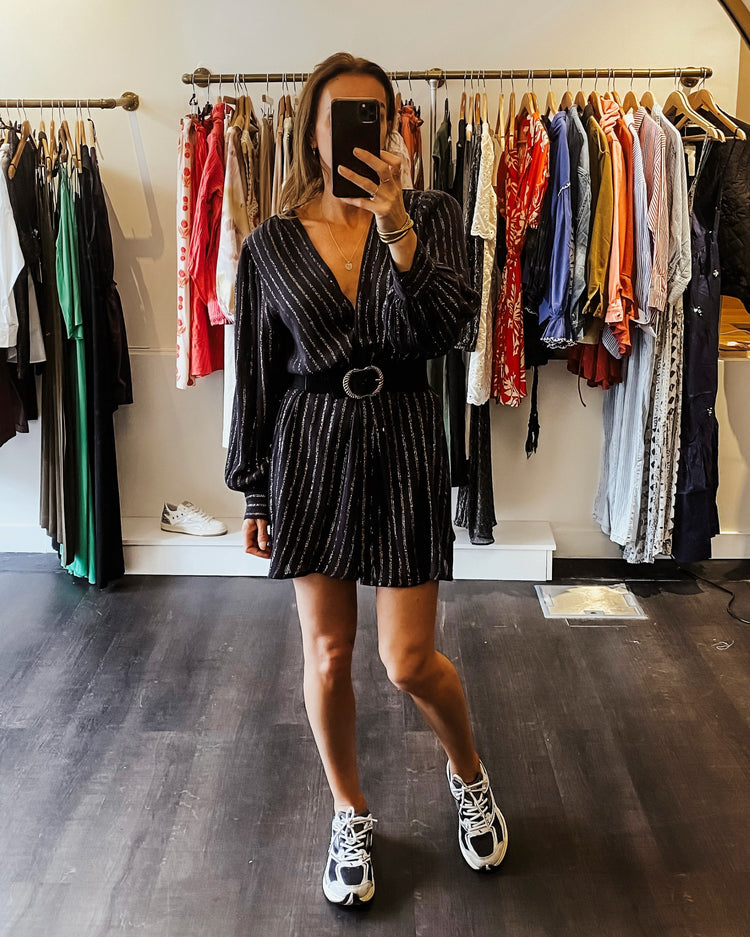 Robe marine avec fil lurex
