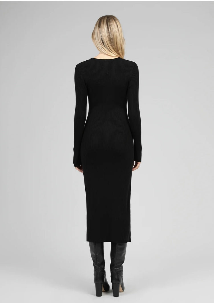 Robe polo noire avec boutons dorés