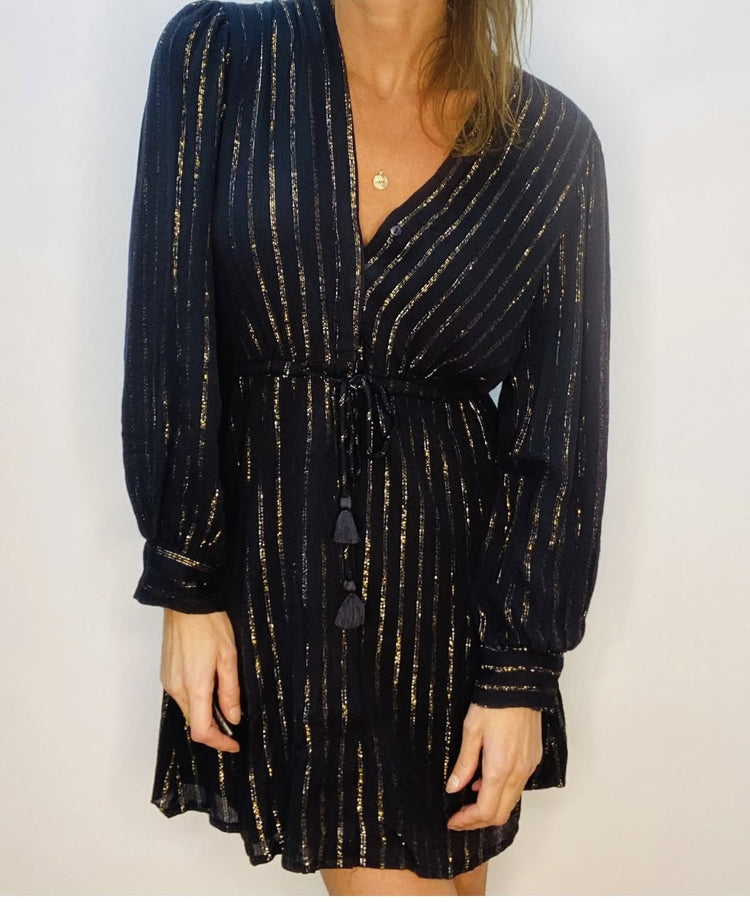 Robe marine avec fil lurex