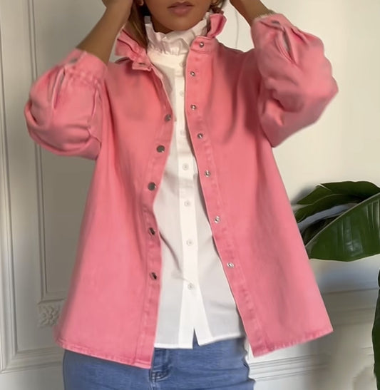 Surchemise en jean rose