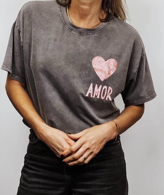 T shirt gris Amor