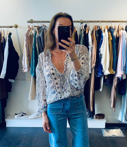 Blouse bohème avec fil lurex