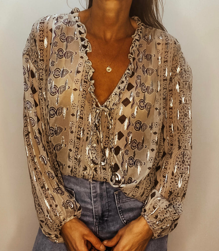 Blouse bohème avec fil lurex