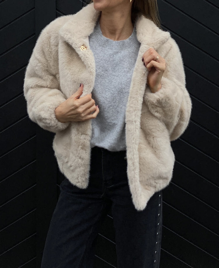 Veste en fausse fourrure Beige