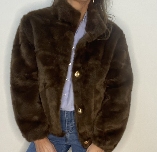 Veste en fausse fourrure chocolat