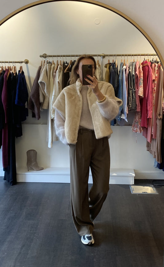 Veste réversible fausse fourrure beige