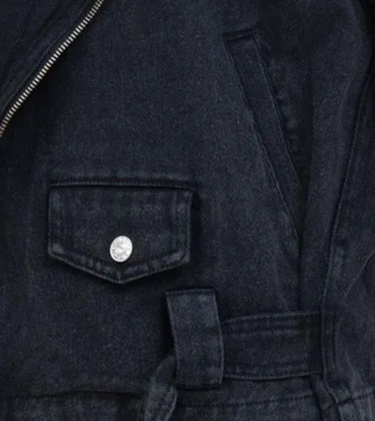 Veste perfecto en denim noir oversize