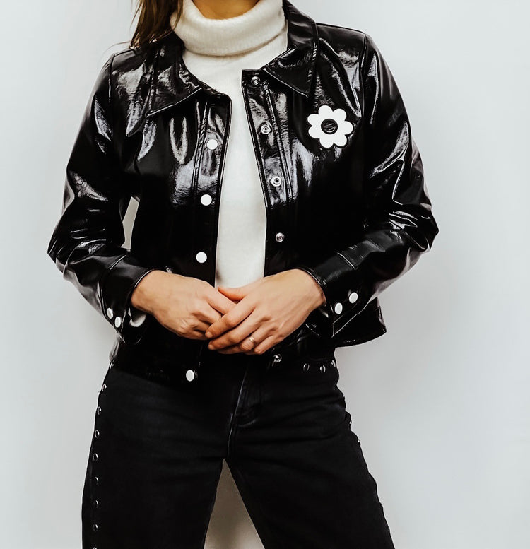 Veste Daisy noire en vinyle Hippocampe