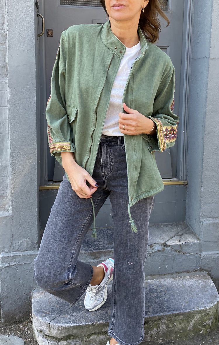 Veste kaki brodée
