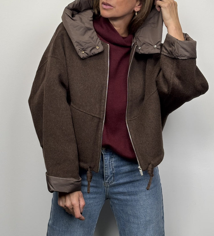 Manteau oversize en laine marron