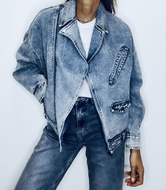 Veste perfecto en jean bleu