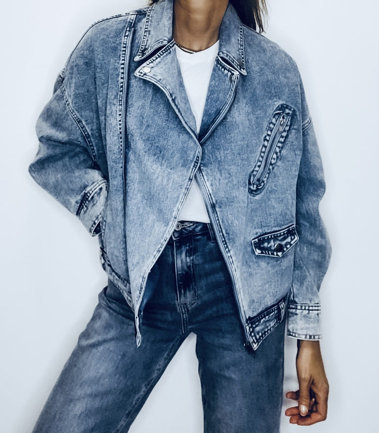 Veste perfecto en jean bleu