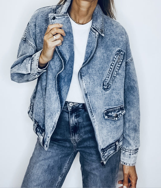 Veste perfecto en jean bleu