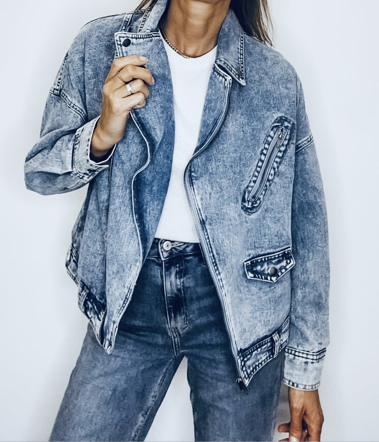 Veste perfecto en jean bleu