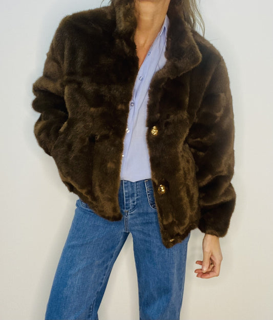 Veste en fausse fourrure chocolat