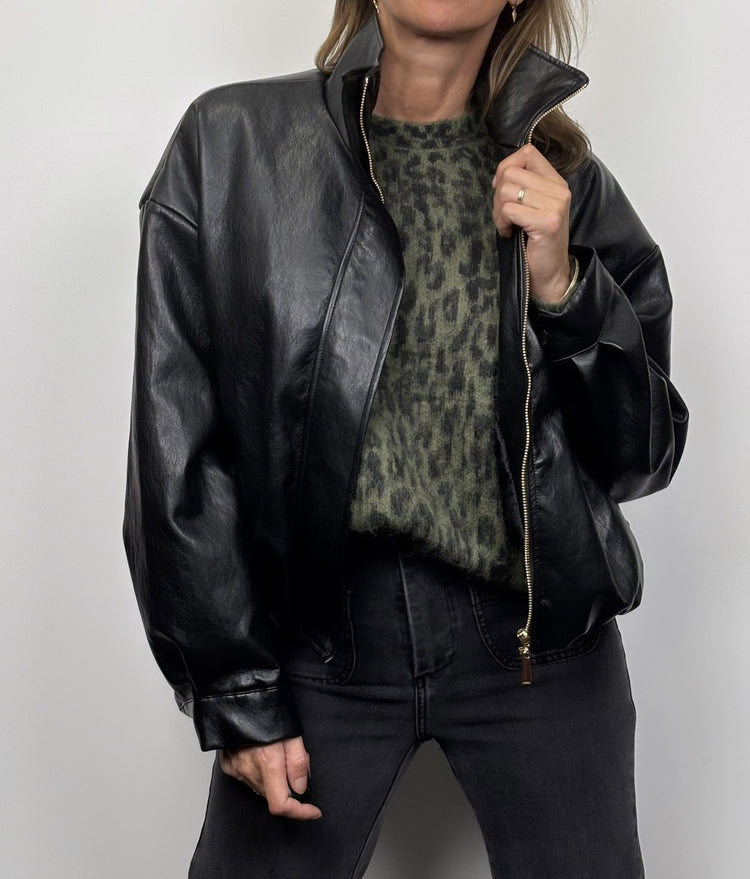 Veste en simili cuir noir