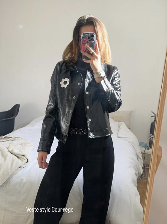 Veste Daisy noire en vinyle Hippocampe