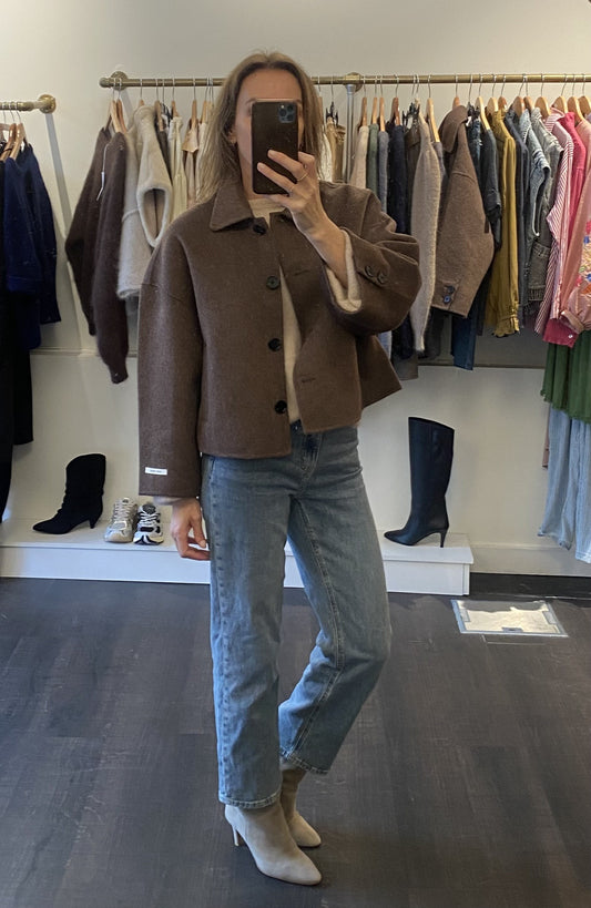 Veste oversize en laine marron
