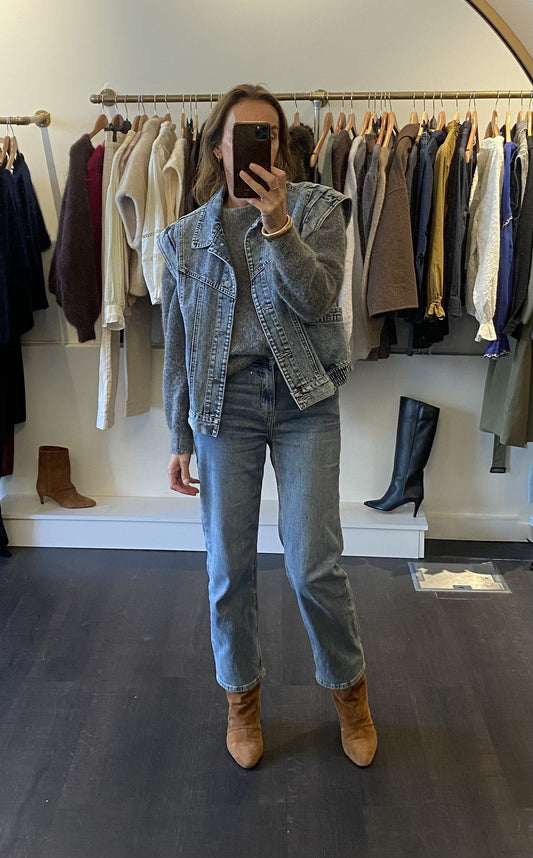 Veste sans manche en denim bleu