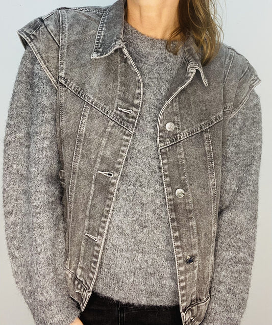 Veste sans manche en denim gris